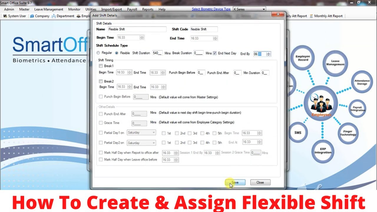 How To Create & Assign Flexible Shift | Smartoffice Attendance Software | Biomax attendance
