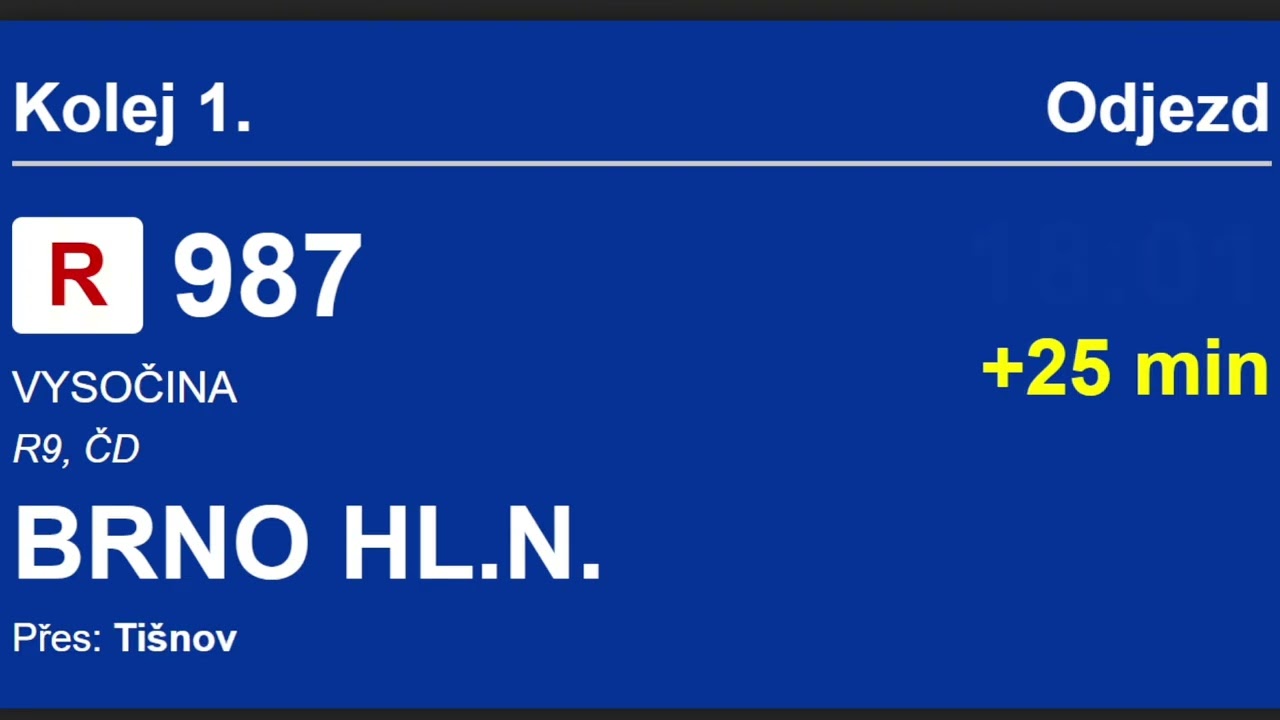 Hlášení Vlaku R 987 Vysočina | Praha - Brno