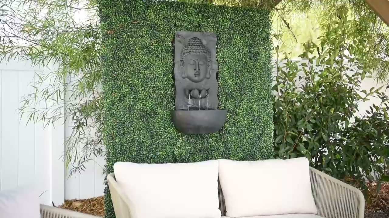 Check out XBrand's Fiber Resin Wall Buddha Zen Outdoor Garden Water Fountain (XM 592 GR)