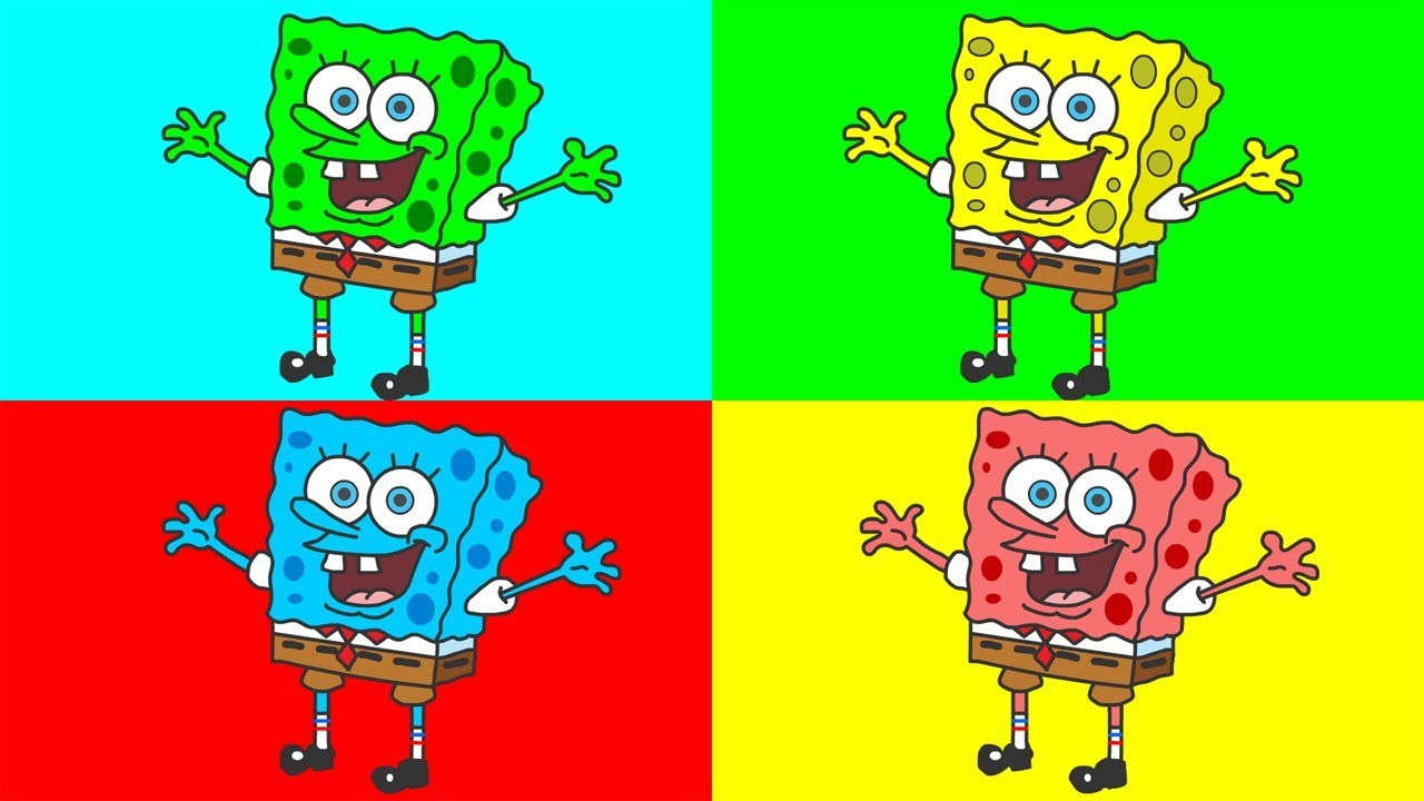 Мультик - Раскраска - Губка Боб - Учим Цвета. Coloring Pages - Learn Colors