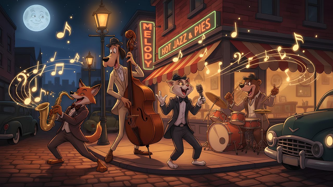 Jazz Animals on a Moonlit Street | The Joy of Nighttime Melodies