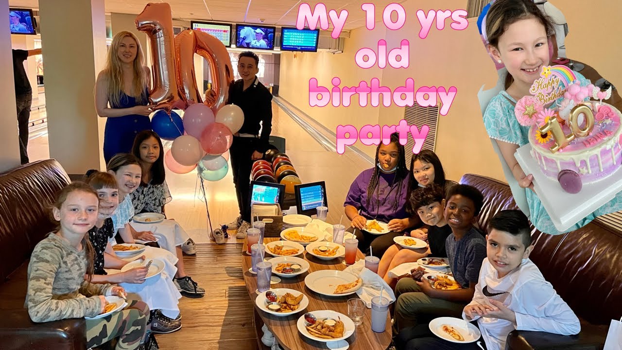 Celebrating my 10 yrs old birthday at bowling alley with friends.