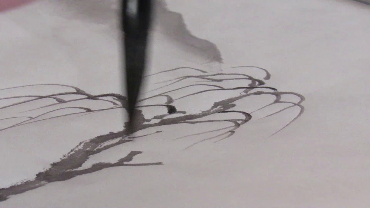 Como pintar un sauce en Sumi-e