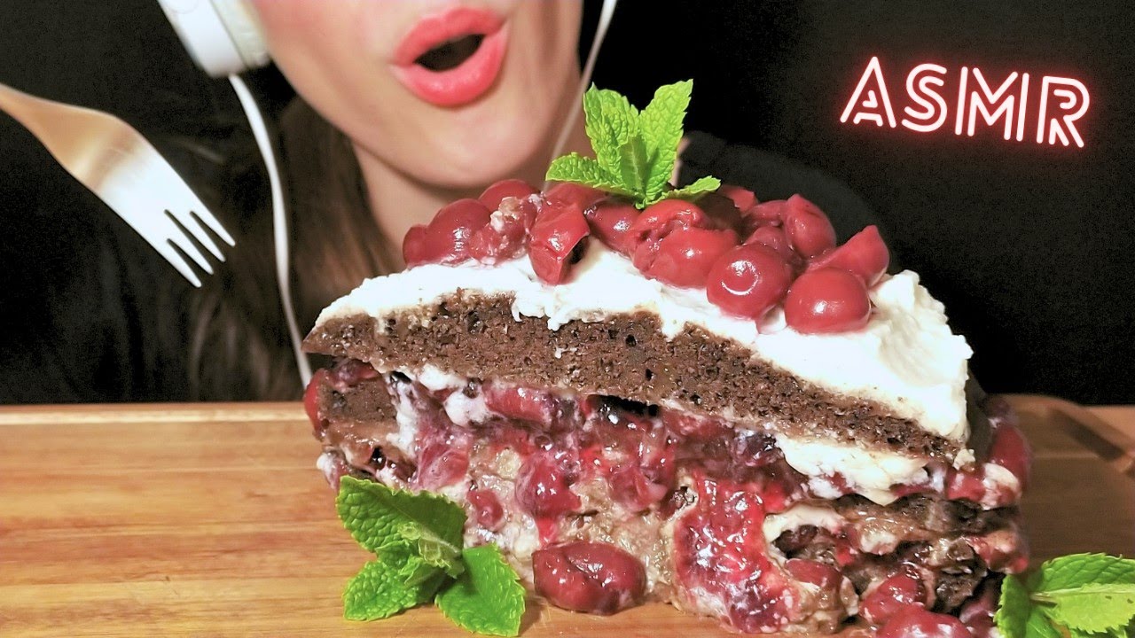 ASMR JUICY BLACK FOREST CAKE (Mukbang|No Talking|Eating Sounds)