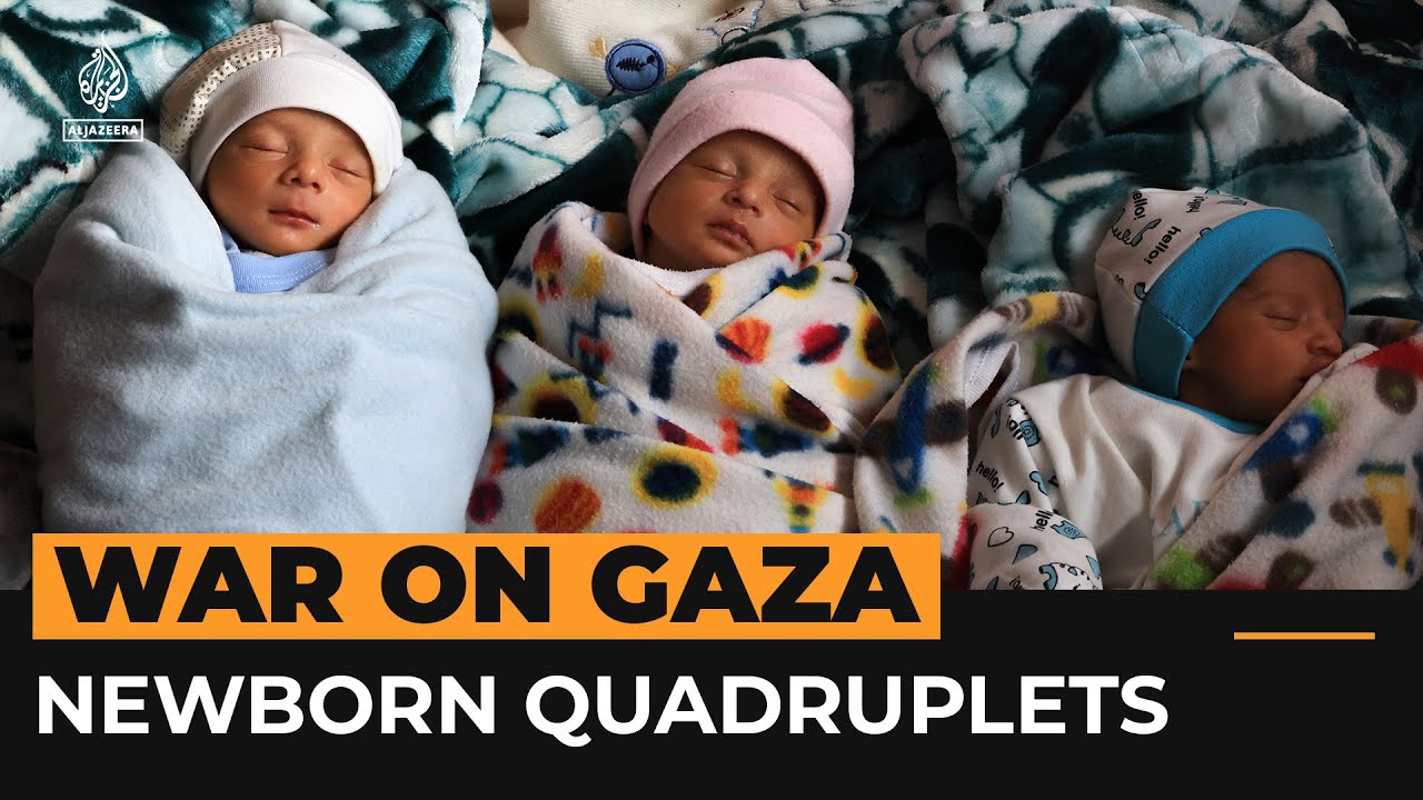 Displaced Palestinian mother in Gaza gives birth to quadruplets | Al Jazeera Newsfeed