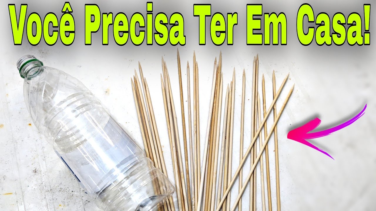 Olha o que Essa Mulher Fez Usando Palitos de Churrasco e Garrafa Pet - Você Precisa Ter Em Casa