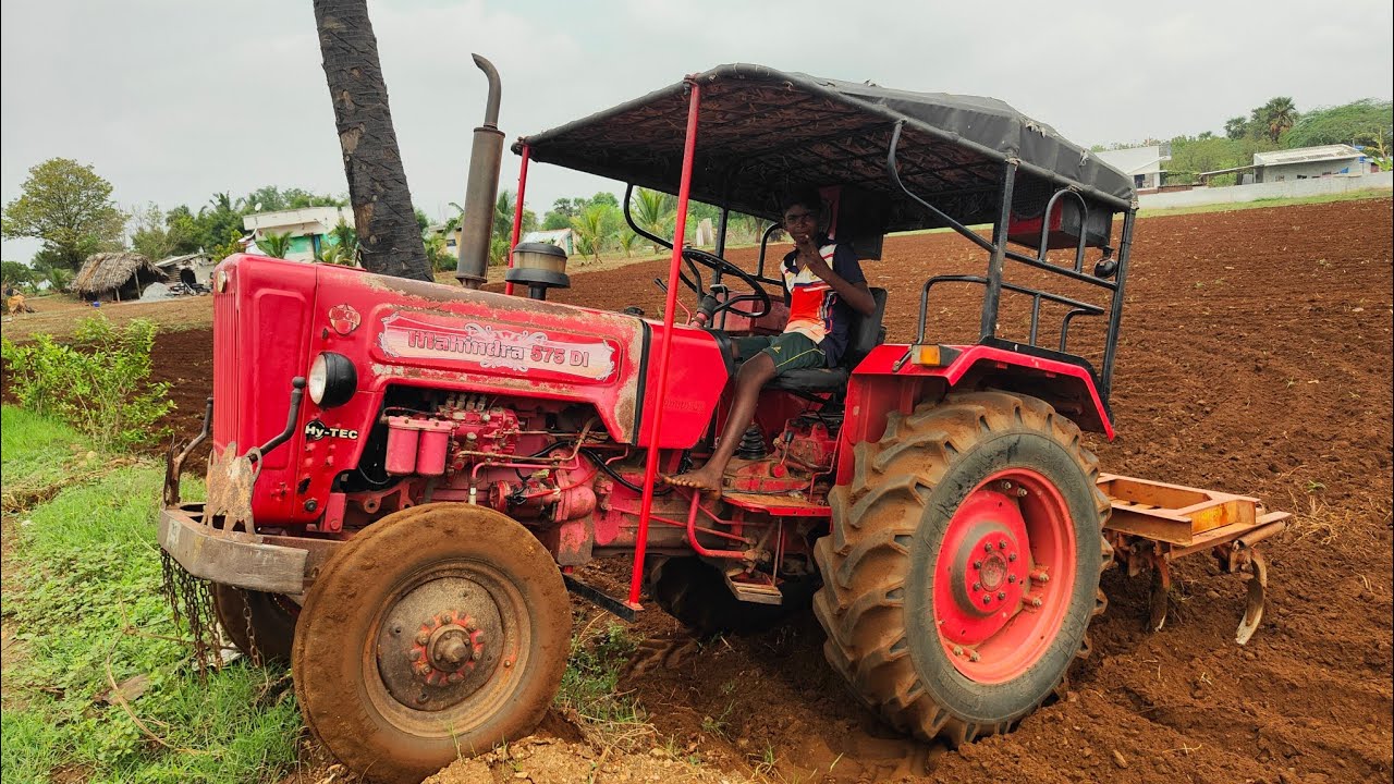 Mahindra 575 di tractor goes to 9piont spring cultivater performance farmland |