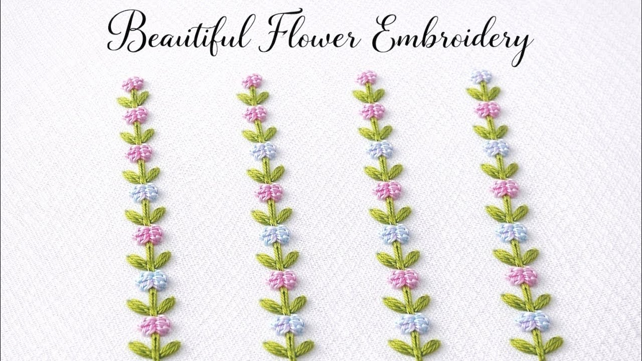 Hand Embroidery 😍 🪡 Flower Border Design | Step by Step Full Tutorial for Beginners