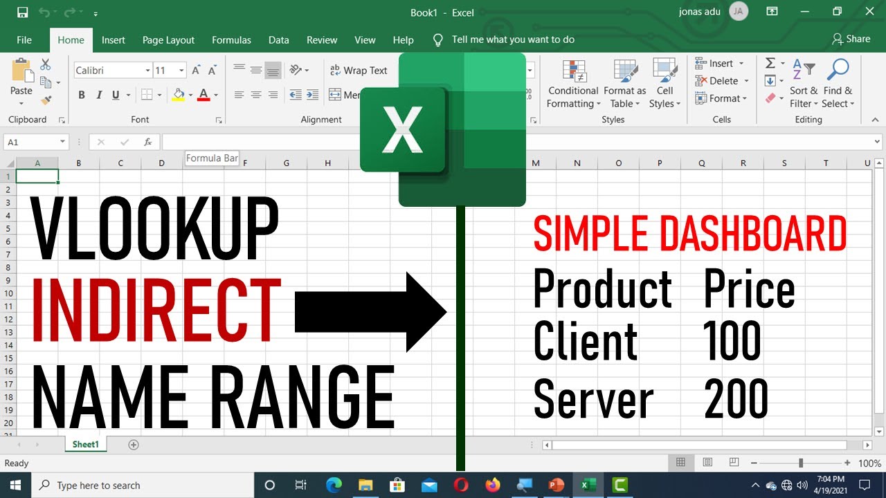 Create Dynamic Excel Dashboard with VLOOKUP, INDIRECT & Named Range