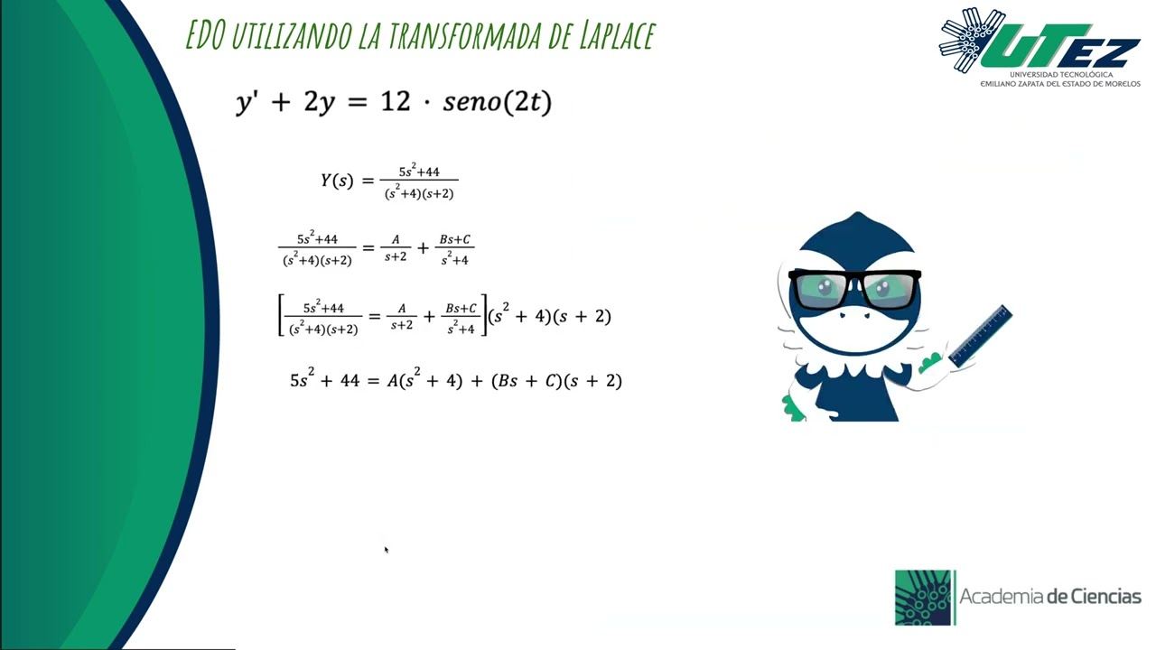 Solución de EDO utilizando la transformada de Laplace; g(x) = función seno