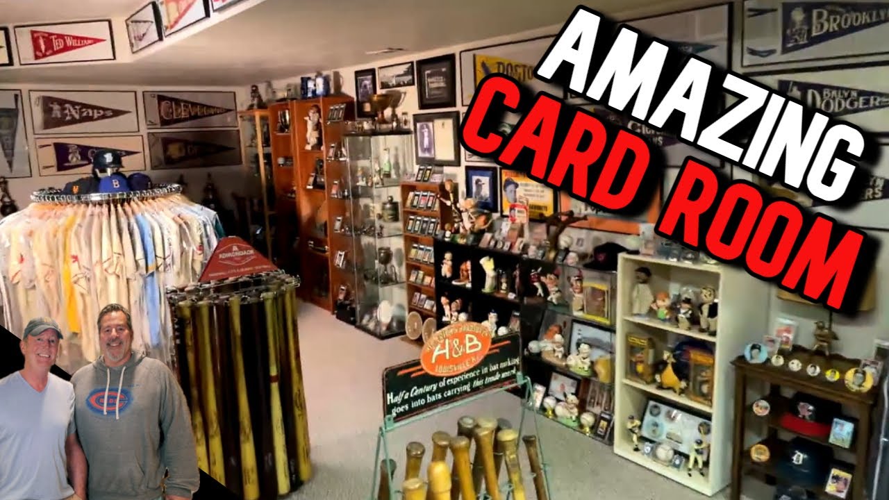 A MUST-SEE Card Room! Insane Baseball Memorabilia Collection! Ultimate Vintage Man Cave!