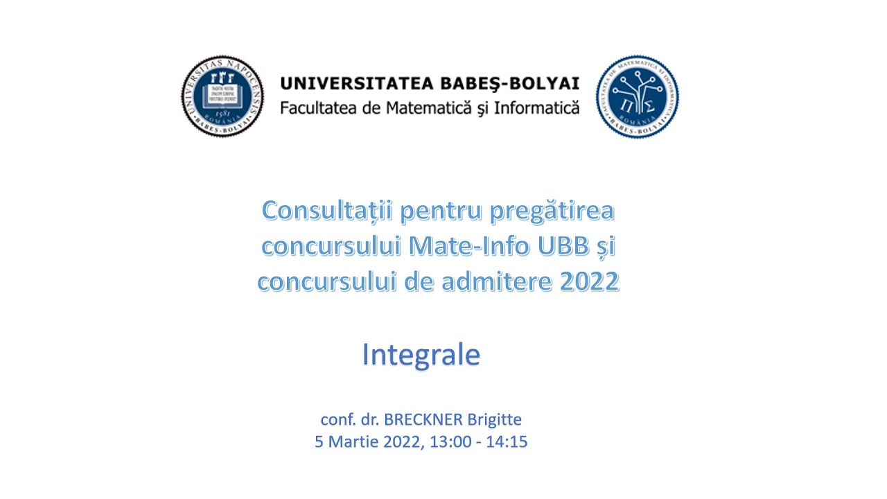 Consultații Mate-Info UBB | 2021-2022 |   Integrale