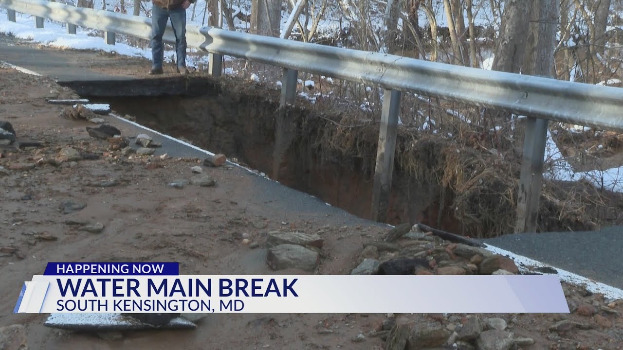 Water main breaks in Montgomery County, causes road damage, closures