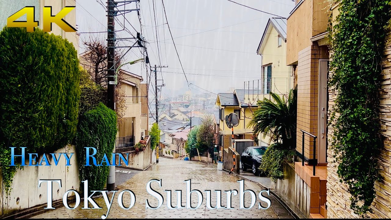 [4K] Early Morning Walk in Heavy Rain. | Tokyo Suburbs in the Rain. #asmr