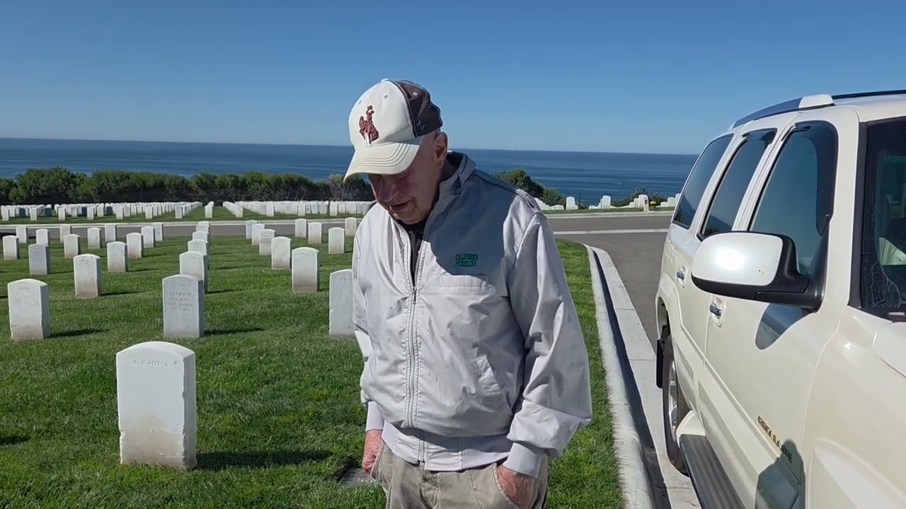 Visit cousin Chuck and his father, Uncle George at National cemetery look at beautiful Pacific Ocean