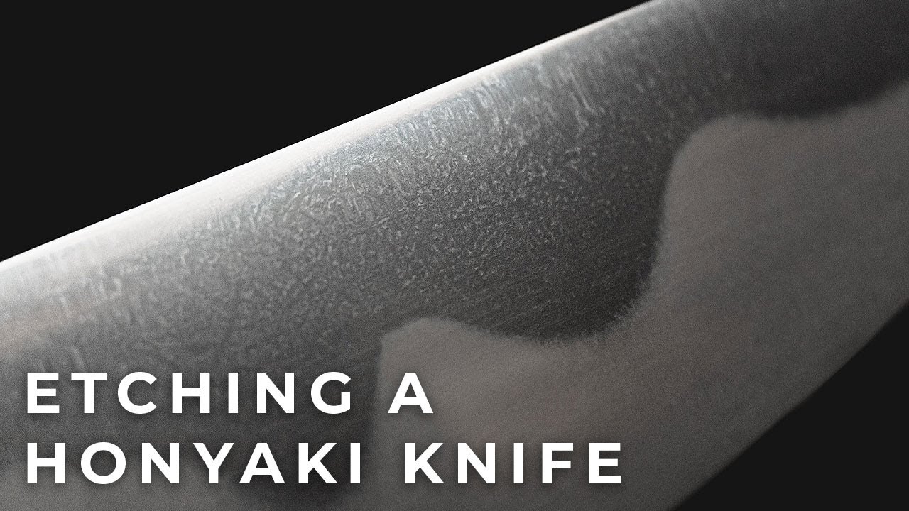Etching a honyaki knife to bring out hamon and details in the steel - the way I'm doing it!