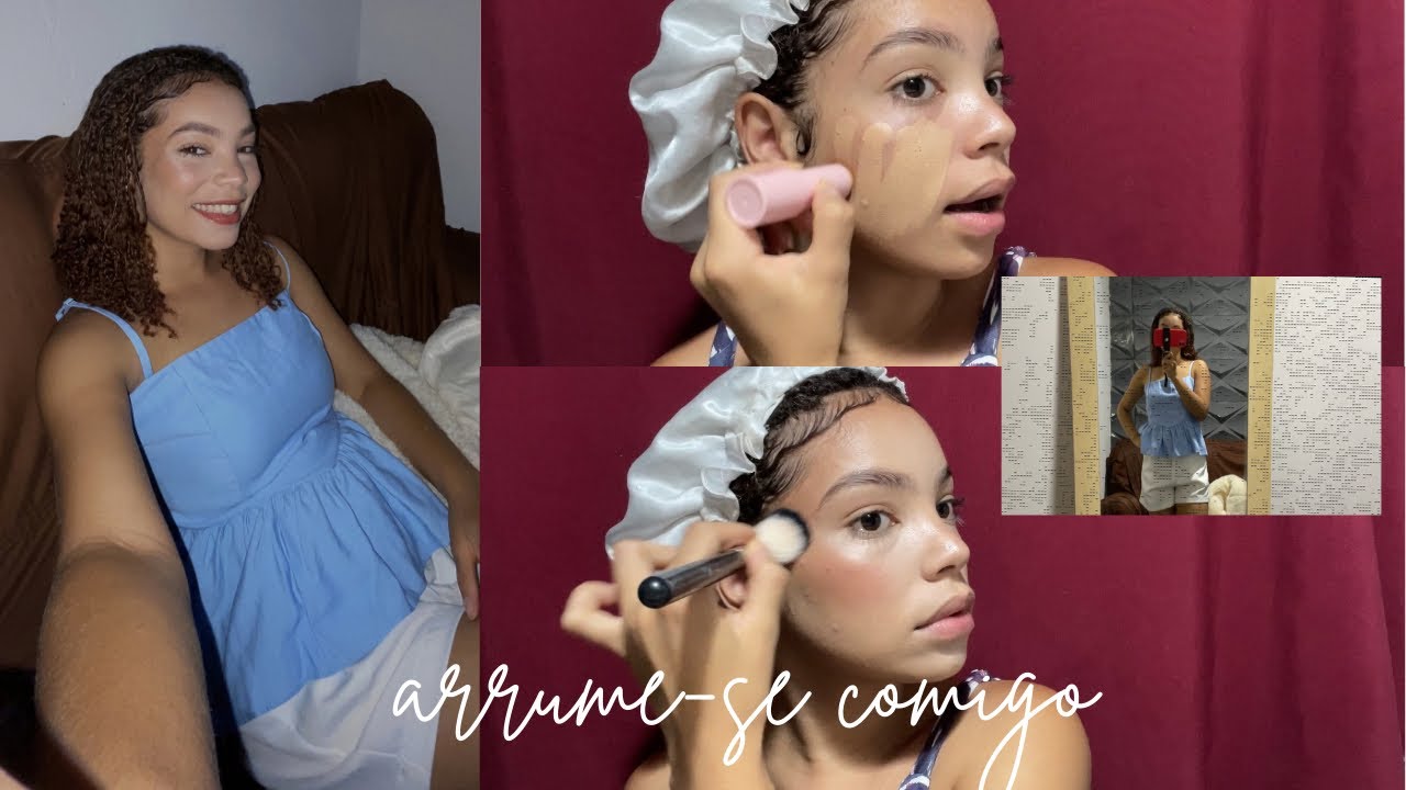 Meu primeiro vídeo | arrume-se comigo para sair✨🎀 #arrumesecomigo #cabelo #cachos #maquiagem #look 