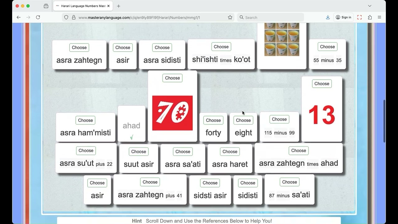 Harari Language Numbers Master Game