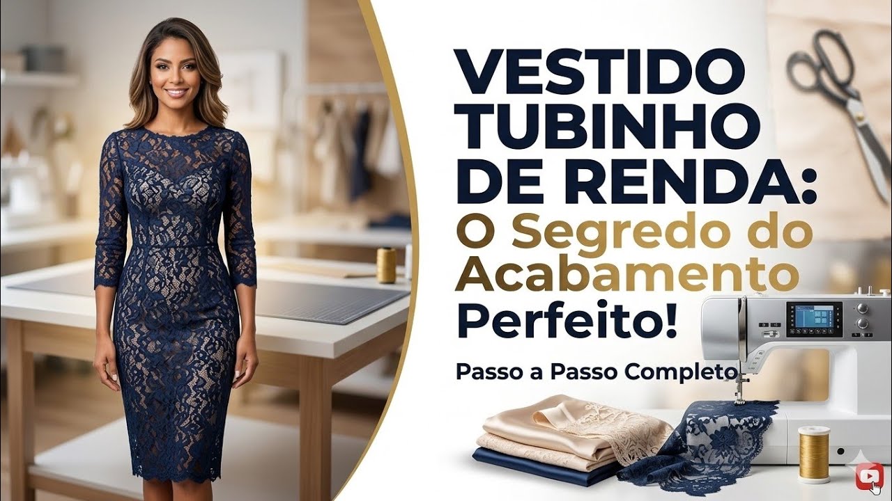 Como fazer Vestido Tubinho de Renda Forrado_ Costura fácil passo a passo  Gisleide Novelo.diy