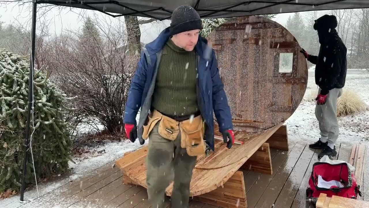 How to Assemble the Redwood Outdoors Cedar 6 Person Barrel SAUNA with porch -  ORC-CE-6  - pt1