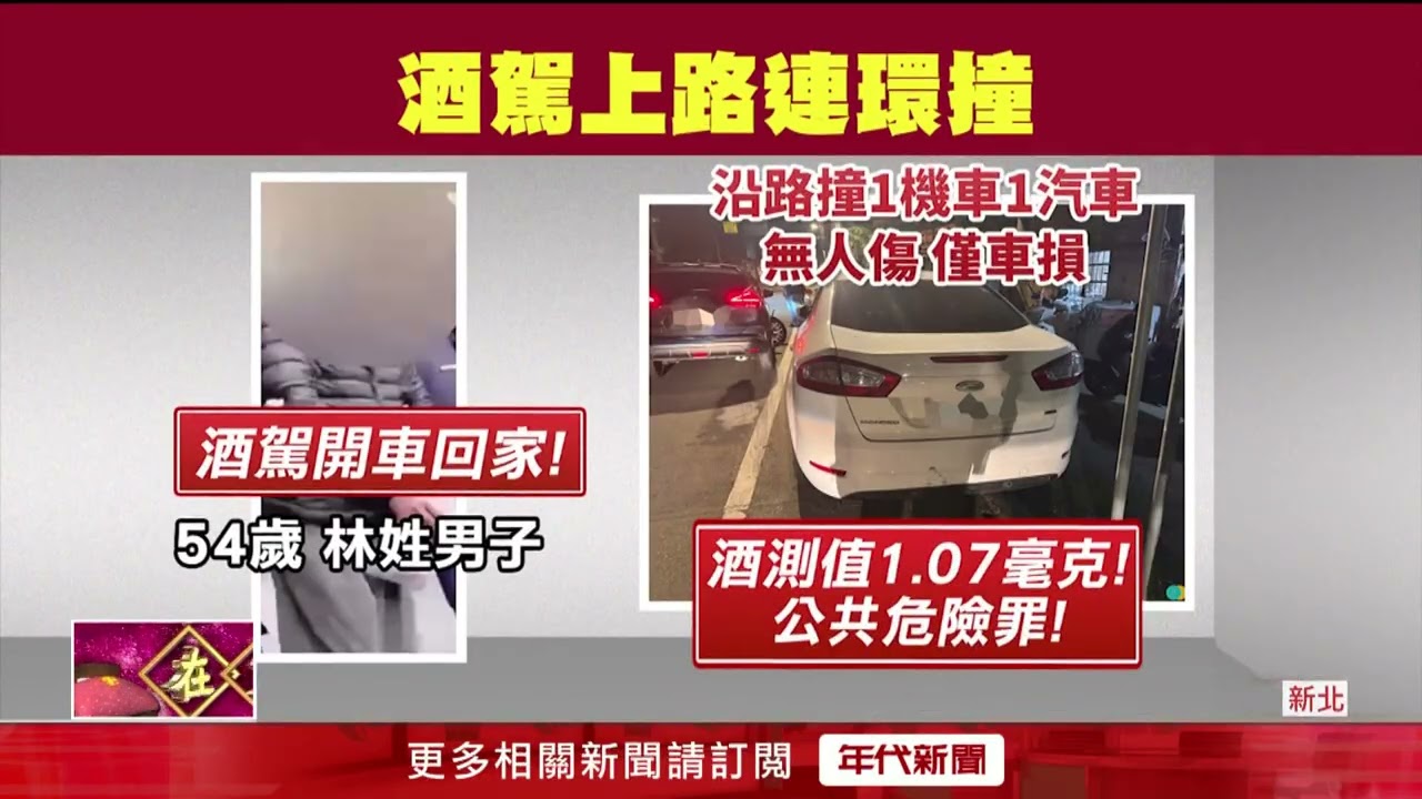 心情差！ 三峽男酒駕連環撞　被抓酒測1.07「超標4倍」
