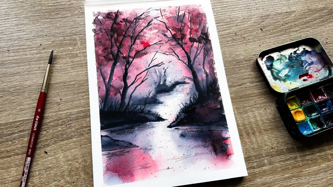 Easy Watercolor Landscape Painting for Beginners | Step-by-Step Tutorial