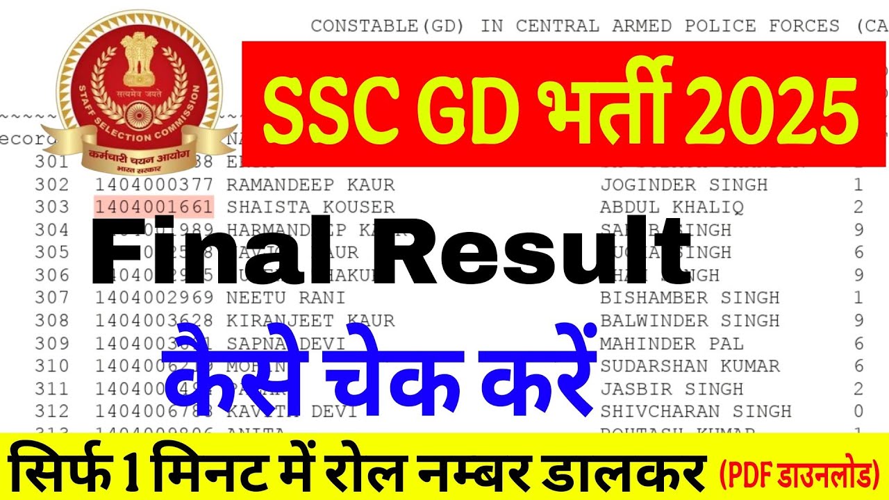 SSC Gd Result 2025 Kaise Dekhe | How to Check SSC GD Result 2026 | SSC Gd Score Card Download Link