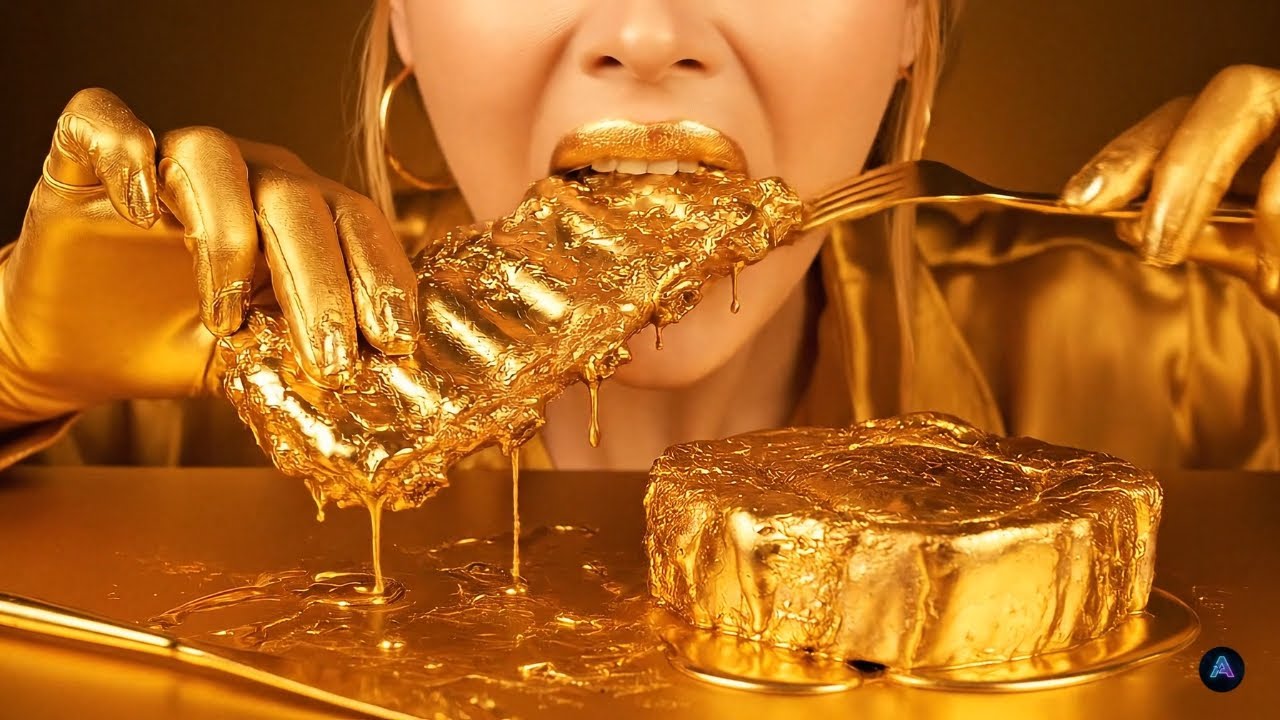 Golden Fast Food AI ASMR Mukbang Eating (Oddly Satisfying)