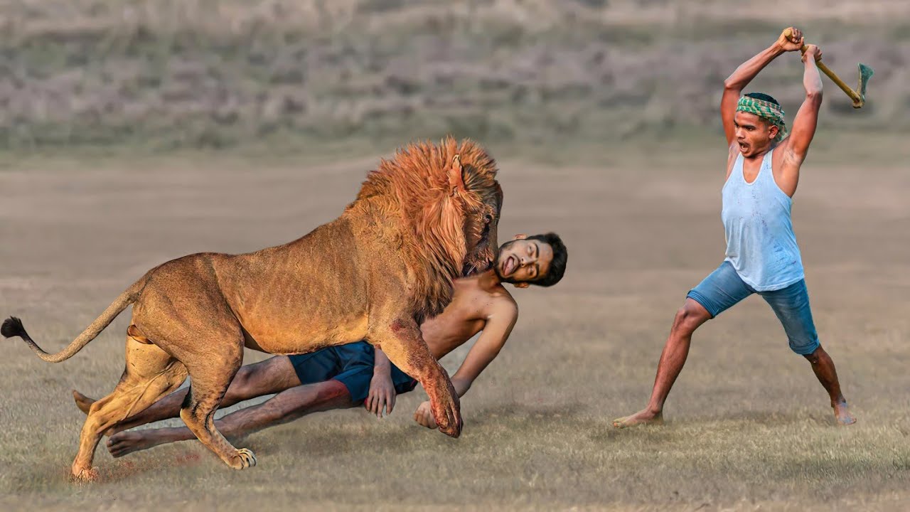 Lion Attack Man in Forest | Lion Attack Hunter | Lion Attack Stories Part 6