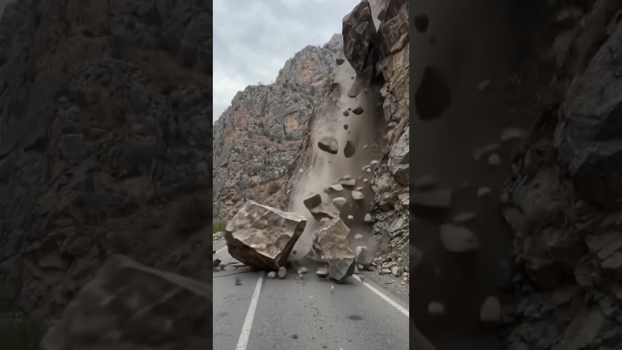🚨 MASSIVE ROCKSLIDE BLOCKS THE ROAD! 😳🪨