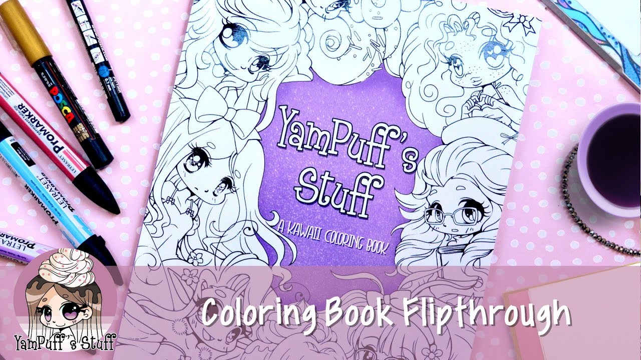 YamPuff's Stuff - A Coloring Book Flipthrough - A Kawaii Coloring Book of Chibis and Cute Girls
