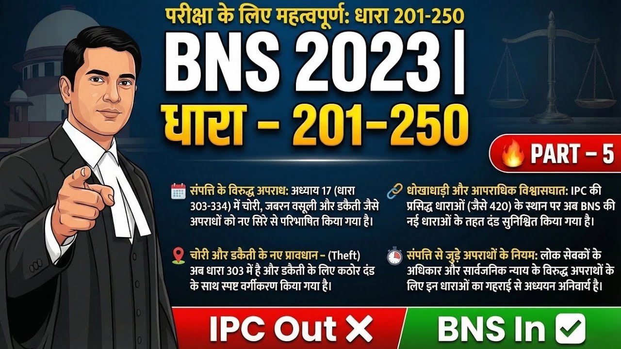 BNS 2023 धारा 201-250🔥 | नया आपराधिक कानून | IPC Out ❌ BNS In ✅ Part 5