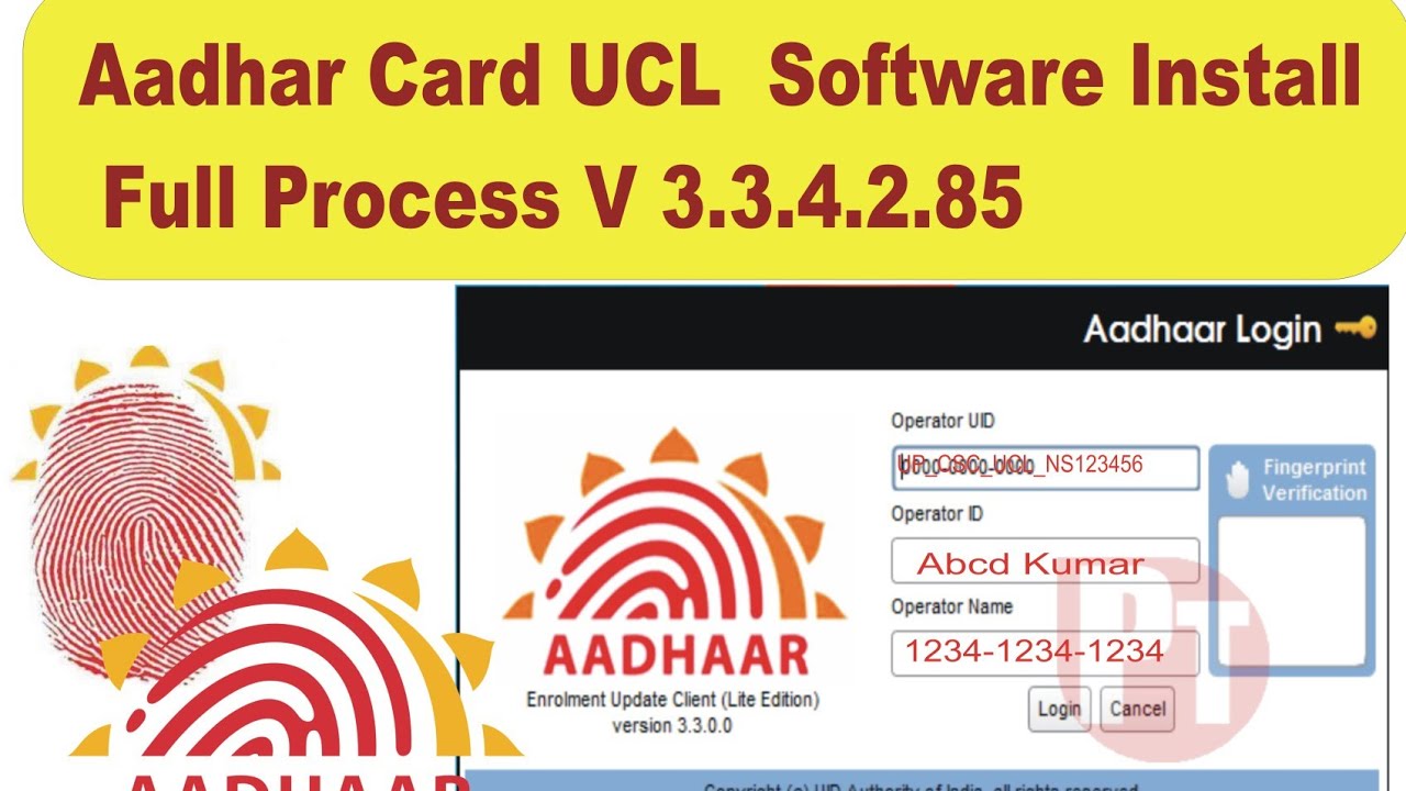 UCl Software Installation Full Process Aadhar Card UCL Software Install  Full Process V 3.3.4.2.85