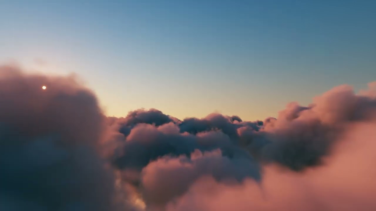 ☁️ Relaxing 4K Cloud Flight with Calming Music for Study and Focus 🌙🎶 /Mesmerizing 4K Screensaver