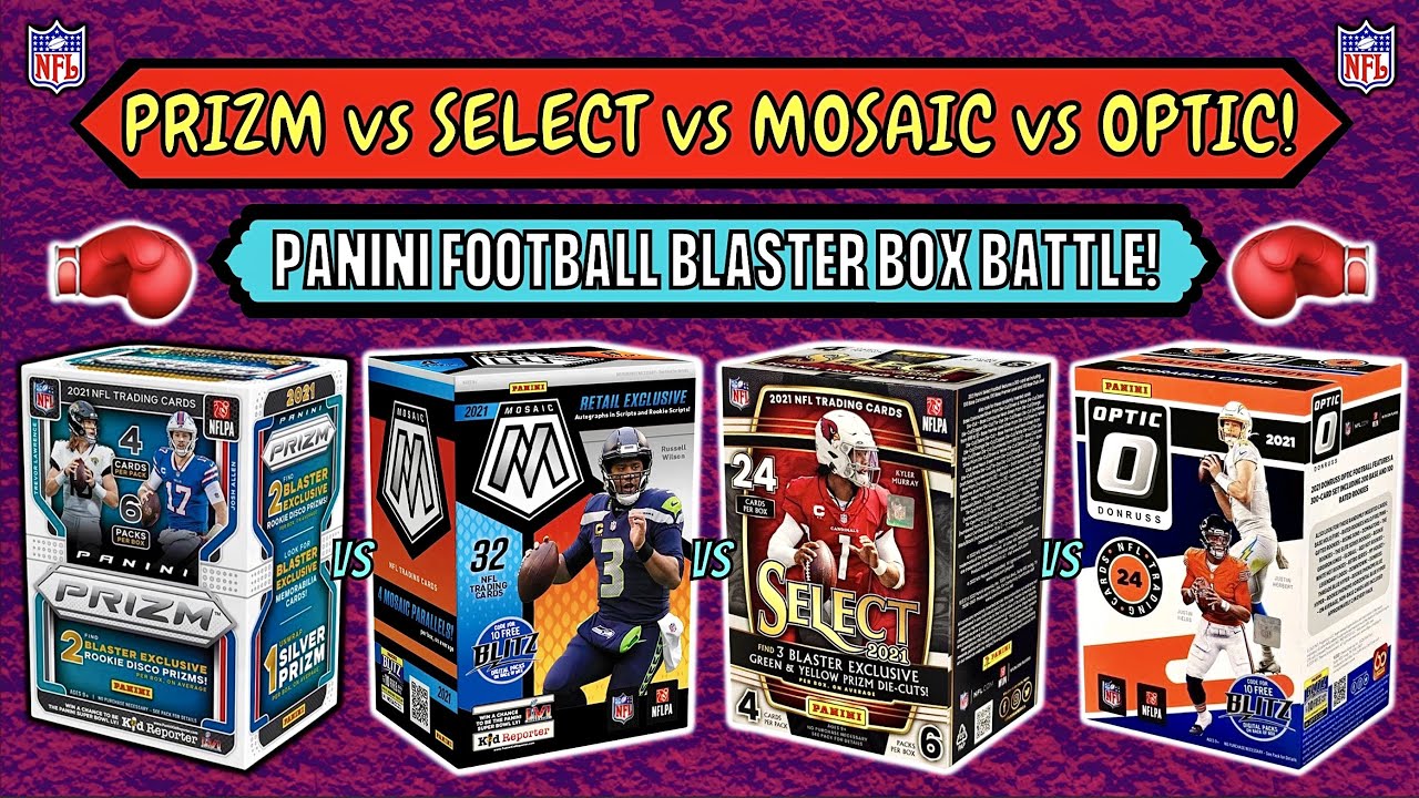 *2021 SELECT vs PRIZM vs OPTIC vs MOSAIC FOOTBALL BLASTER BOX BATTLE! 🏈 Which Is The Best? 🤔