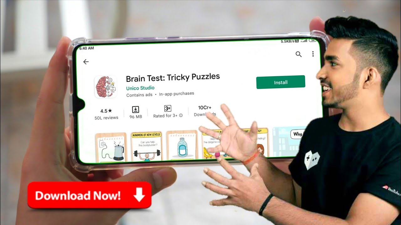How To Download Brain Test Game In Android Mobile | The Gamez Downloader | &lrm;#technogamerz
