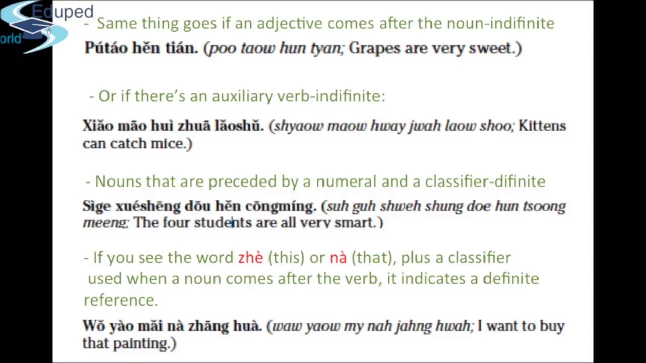 Mandarin Basic Grammar- Sec 3 | Definite and Indefinite