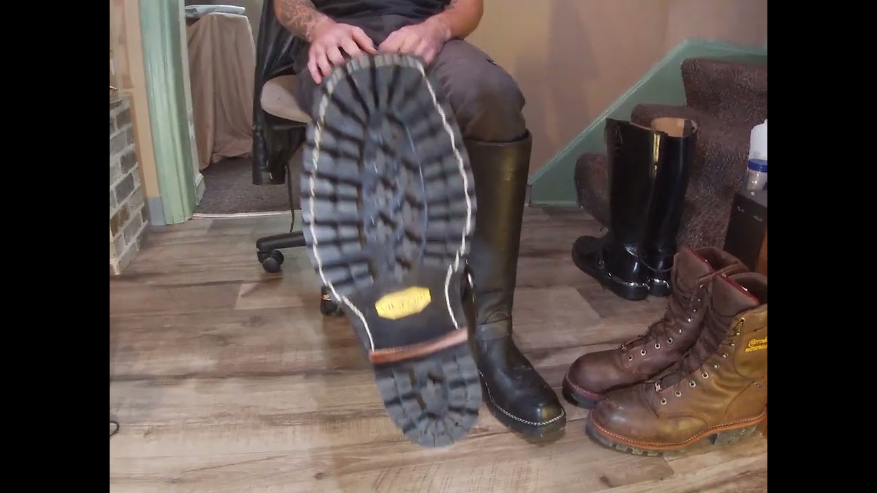 2 Pairs of Boots Chippewa Logger and Wesco Harness