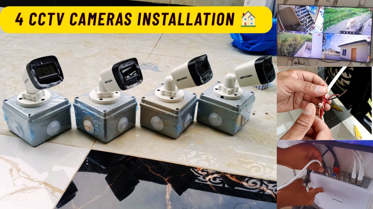 4 CCTV Outdoor Cameras Installation I Complete Step by Step Guide #hikvision #dahua #cctv