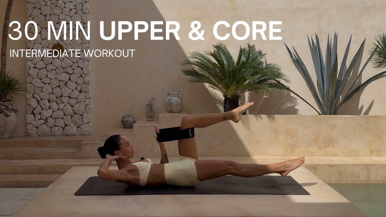 30 MIN UPPER BODY & CORE WITH BAND | Intermediate Body Weight Workout | Pilates Workout