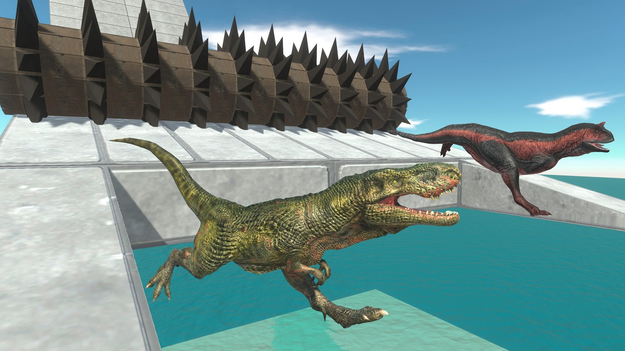 Jump Down Before the Giant Spike Roller Crushes You - Dinosaurs VS Animals