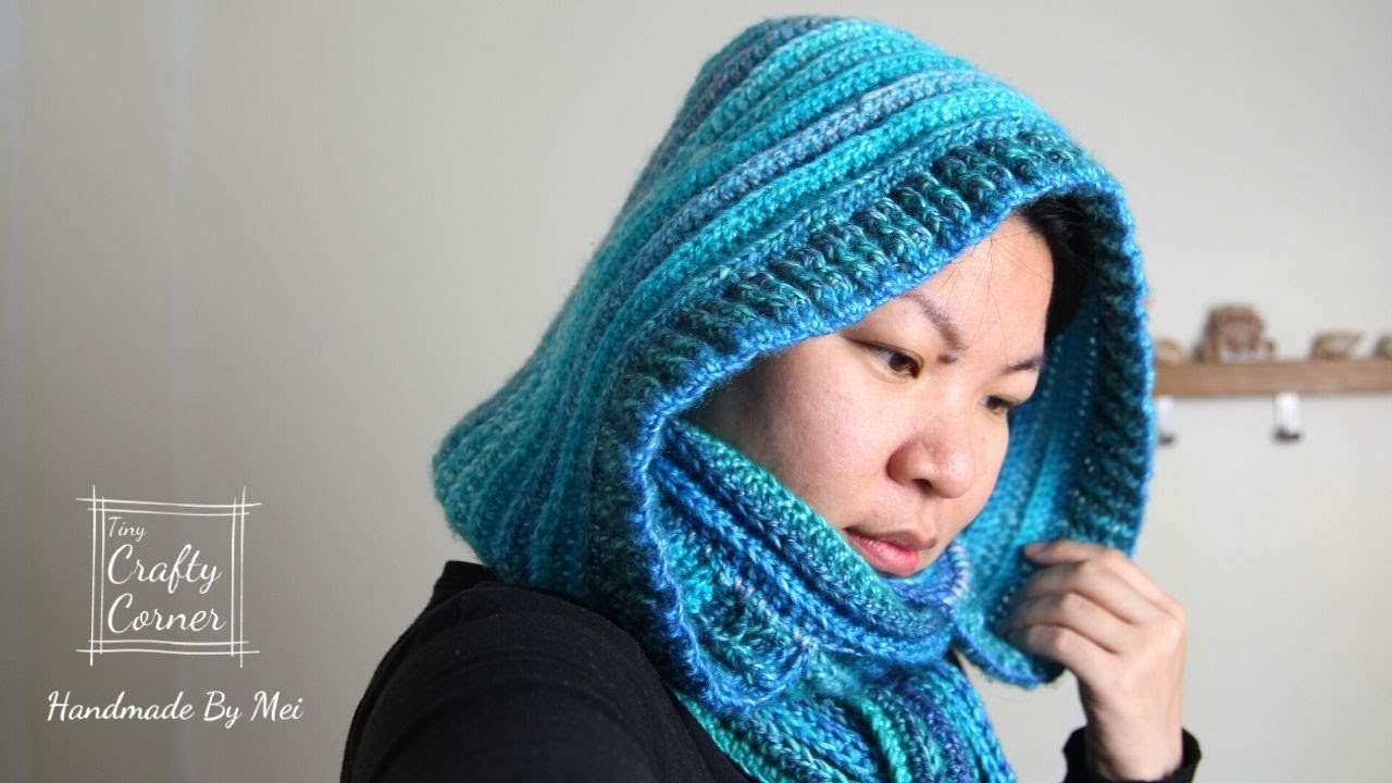 Crochet Easy Hooded Scarf With Scrap Yarns // Scrap Yarn Project