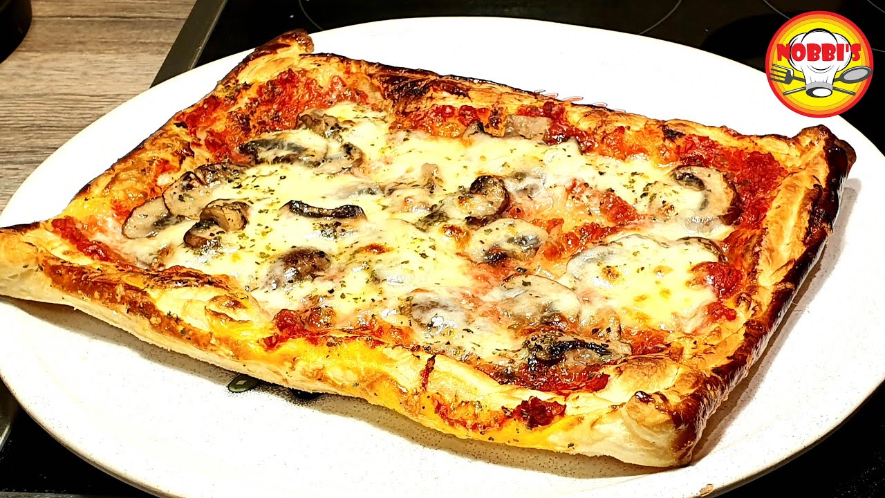 Pizza aus Blätterteig, knusprig und einfach