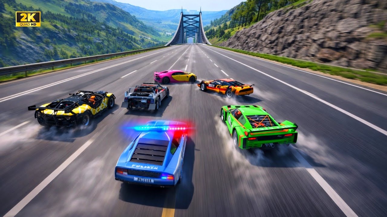 CRIMINALS MUST BE CATCHED😅 Full Throttle INSANE Long Downhill lane ! | BeamNG.drive Epic Crashes