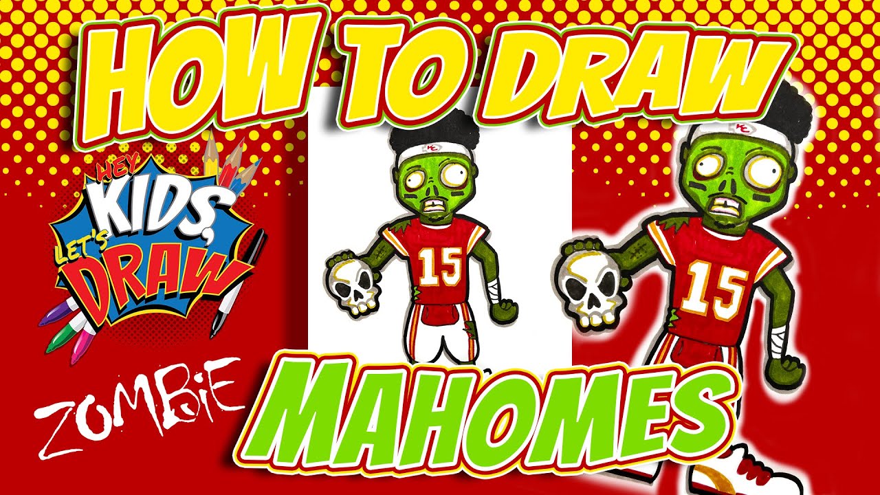 How to Draw a Patrick Mahomes ZOMBIE for Kids - Kansas City Chiefs Football