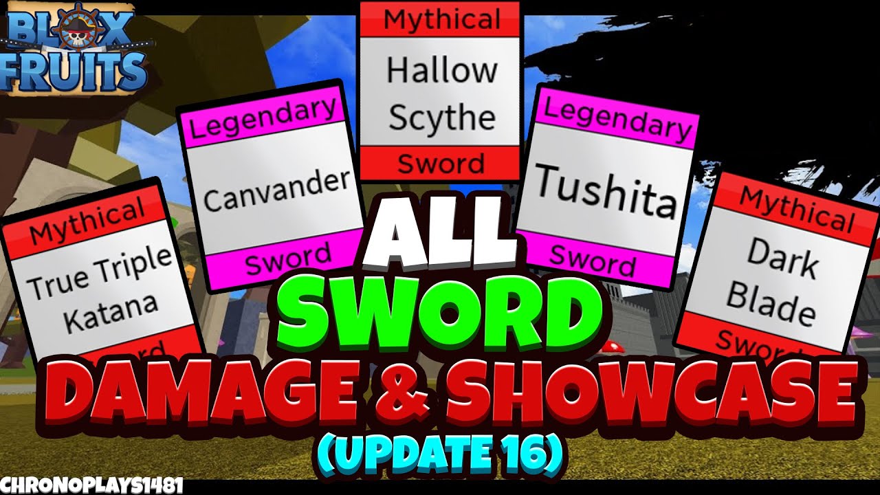 All Sword Damage and Showcase On A 25Mil Player [Update 16] - Blox Fruits Update 16 [Roblox]