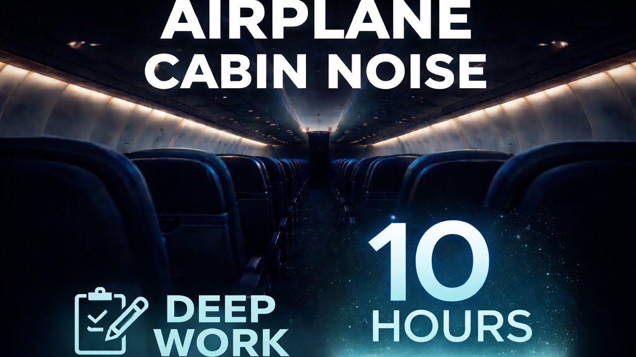 Airplane Cabin Noise ✈️ 10 Hours – Black Screen for Deep Work & Focus