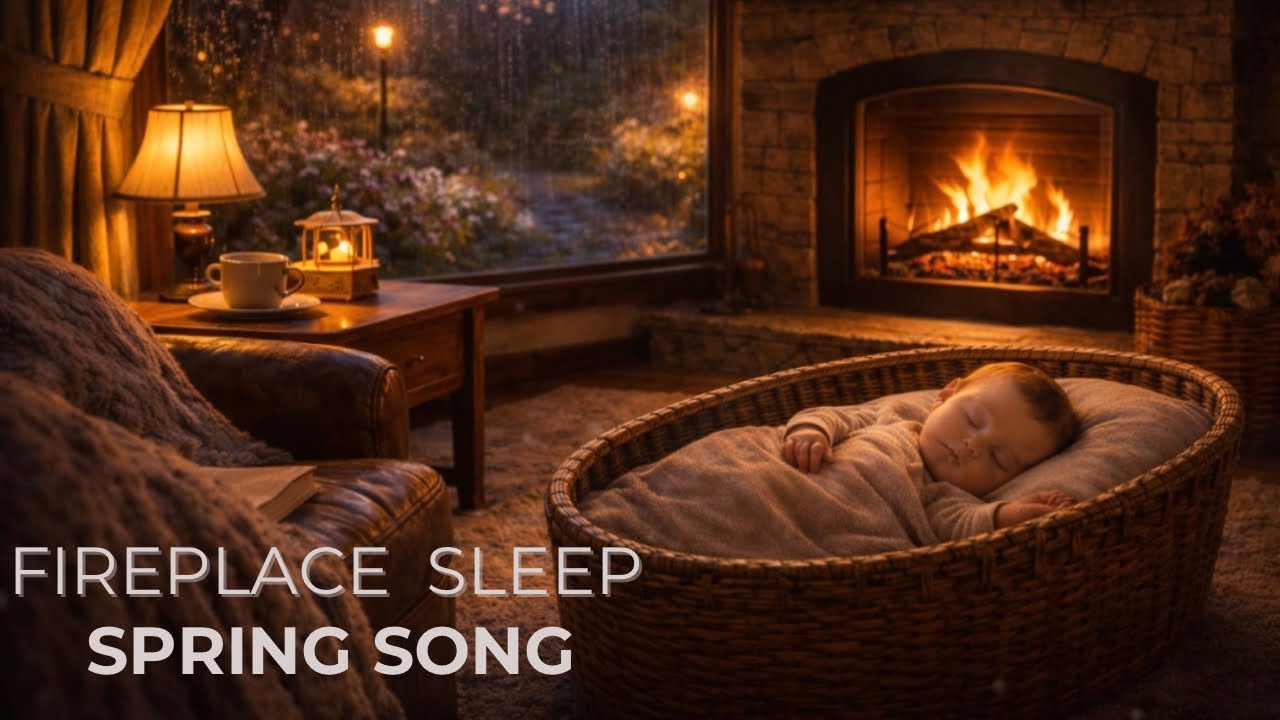 【春の歌】暖炉の音とオルゴール｜Fireplace Sounds with Gentle Music for Sleep (1 Hour)
