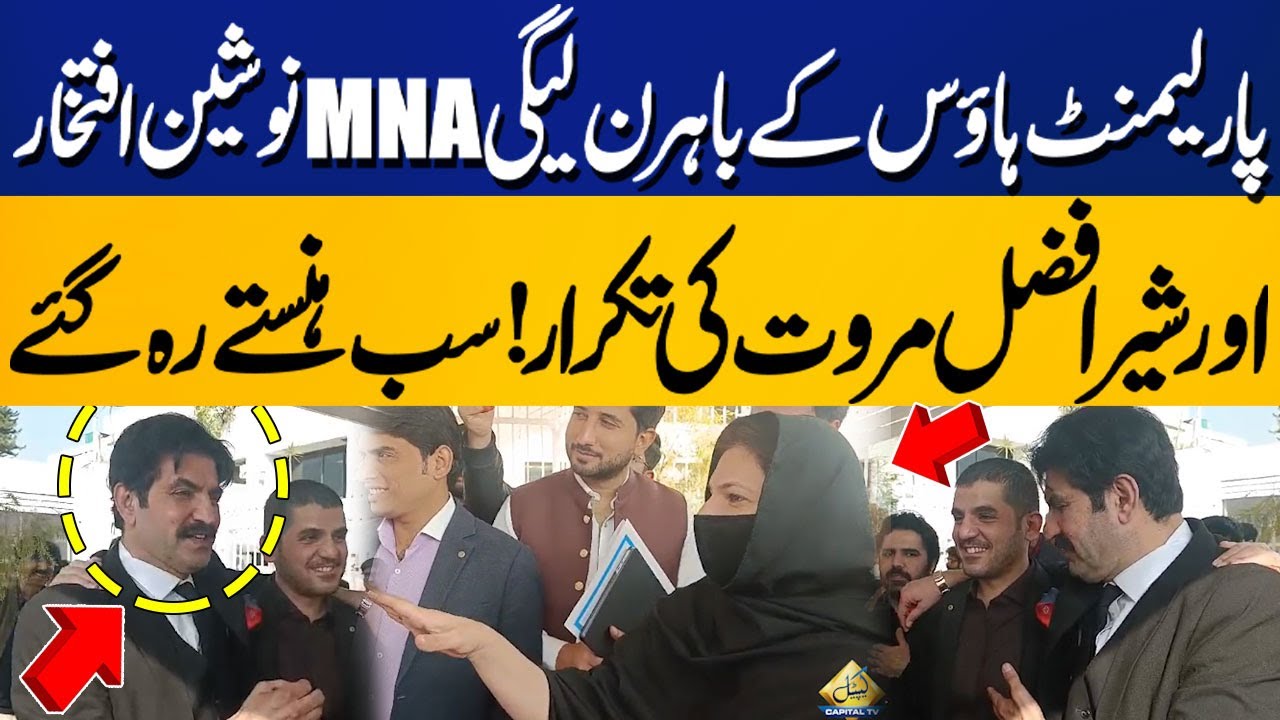 Exchange Of Words Between Sher Afzal Marwat And PMLN's Nosheen Iftikhar Outside Of Parliament