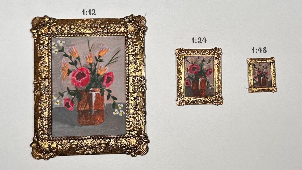 Moody floral painting, three different scales, with 3D printed frames!